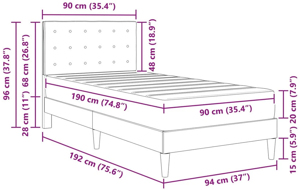 Lova Lovos rėmas su čiužiniu Šviesiai pilka 90 x 190 cm audinys