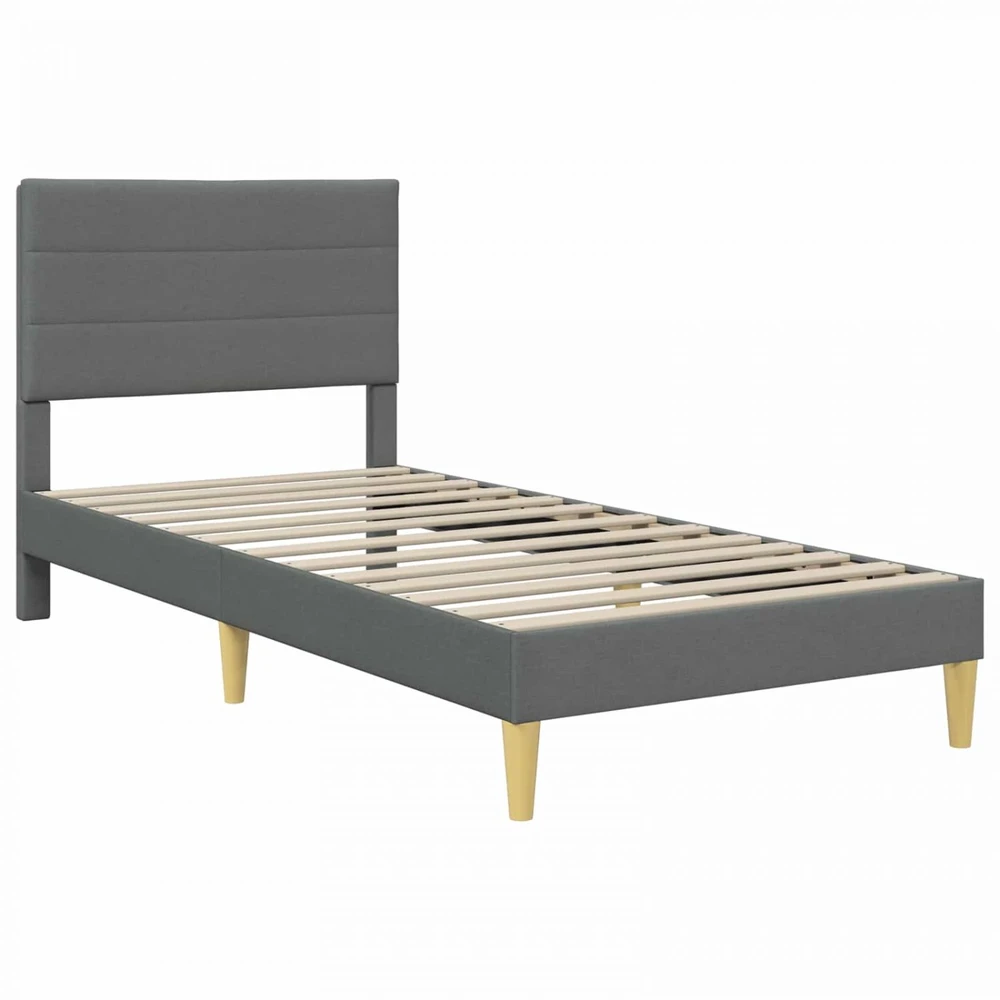 Lovos rėmas su čiužiniu Tamsiai pilka 90 x 190 cm audinys