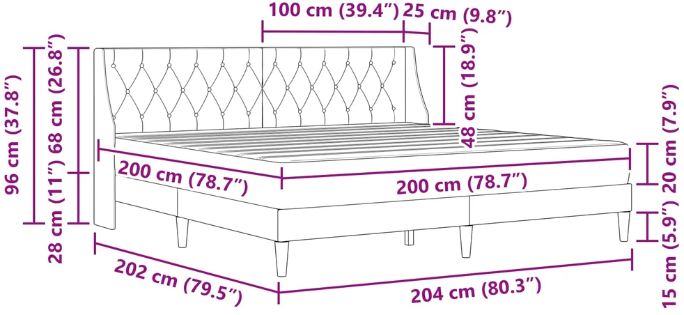 Lovos rėmas su čiužiniu Tamsiai žalia 200 x 200 cm Aksomas