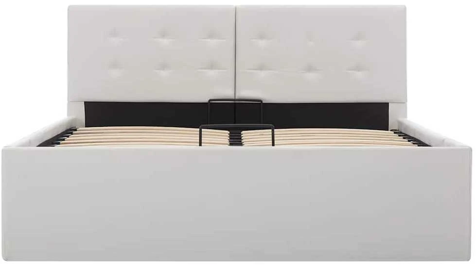 Lovos rėmas su daiktadėže, baltas, 120x200cm, dirbtinė oda