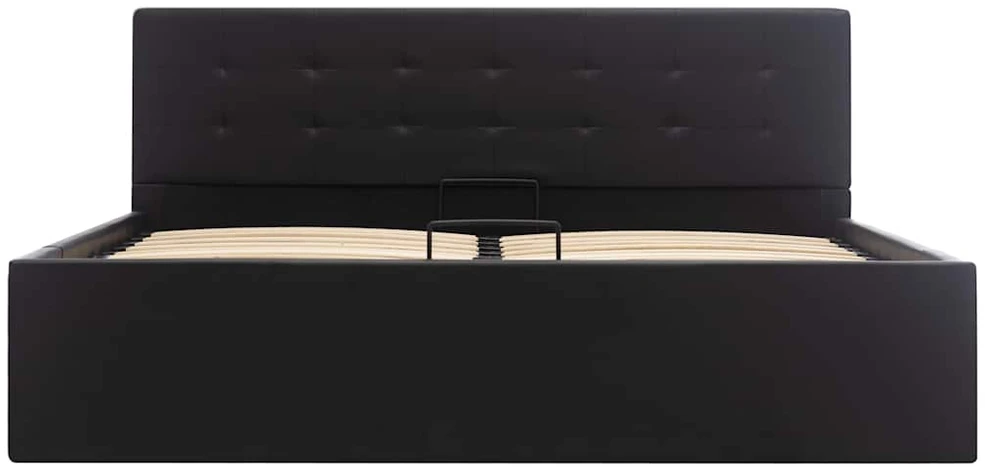 Lovos rėmas su daiktadėže, juodas, 160x200cm, dirbtinė oda