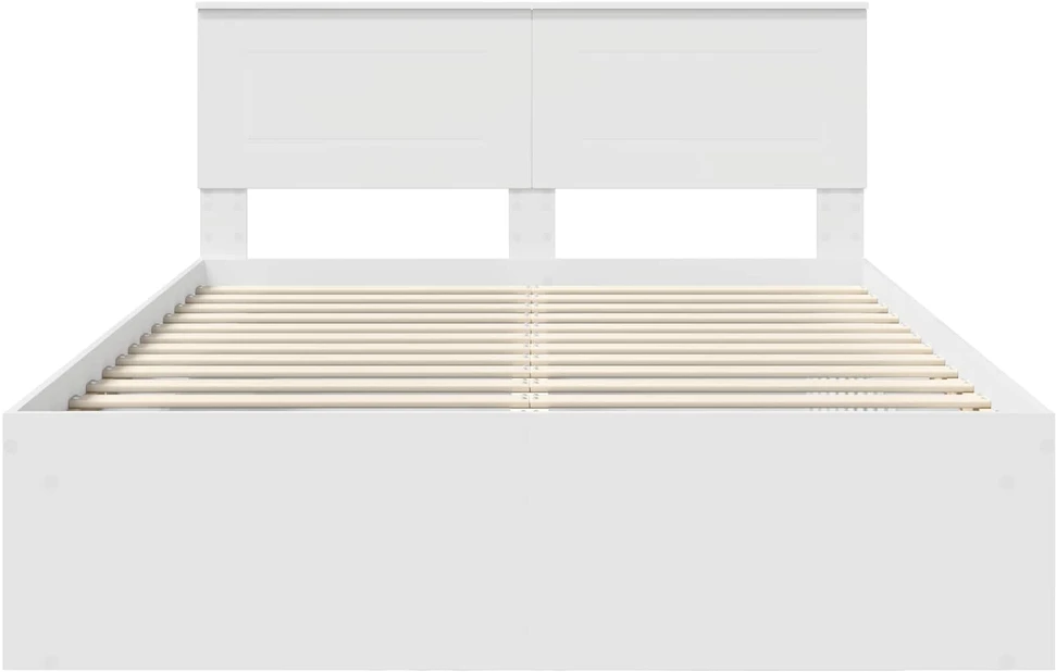 Lovos rėmas su galvūgalio Balta 160 x 200 cm Apdirbta mediena