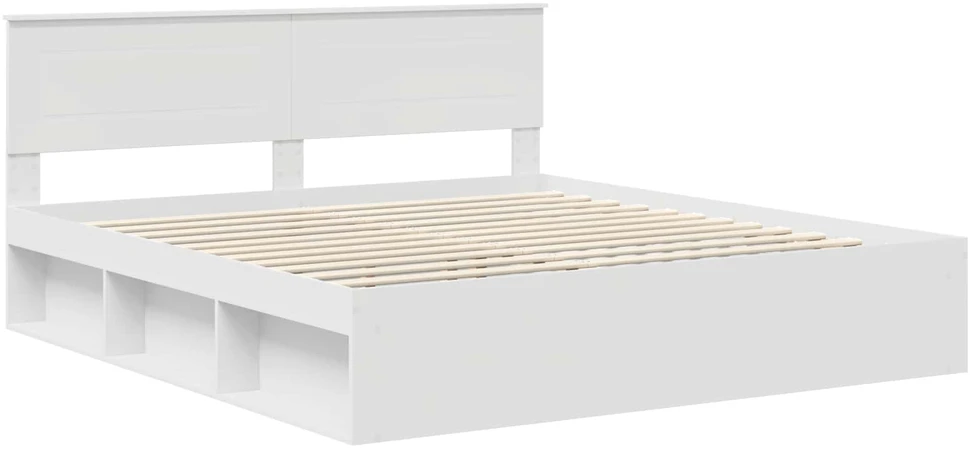 Lovos rėmas su galvūgalio Balta 200 x 200 cm Apdirbta mediena