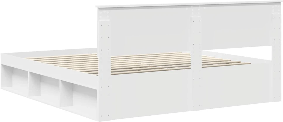 Lovos rėmas su galvūgalio Balta 200 x 200 cm Apdirbta mediena