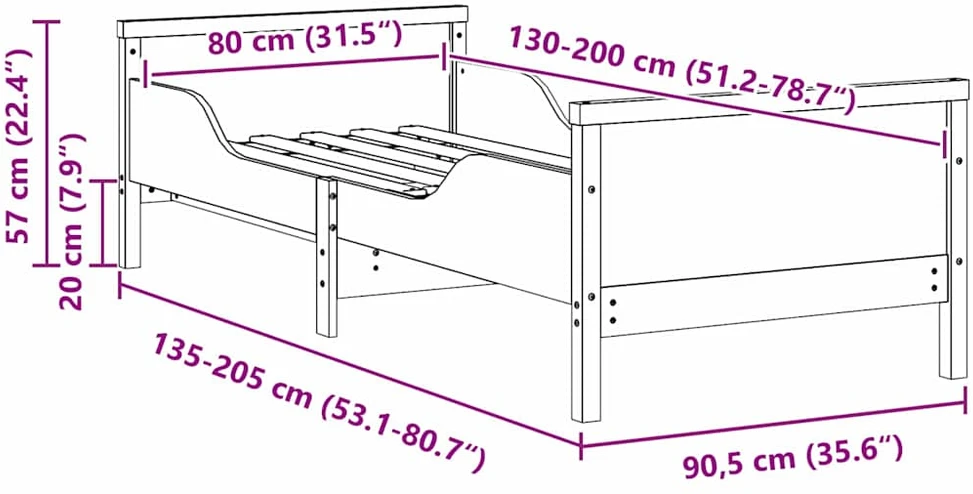 Lova Lovos rėmas su galvūgalio Balta 80 x 200 cm Apdirbta mediena