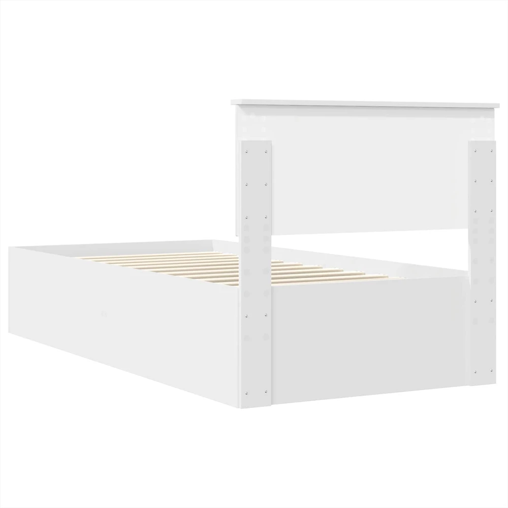 Lova Lovos rėmas su galvūgalio Balta 90 x 190 cm Apdirbta mediena