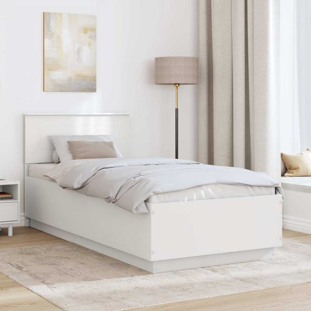 Lova Lovos rėmas su galvūgalio Balta 90 x 200 cm Apdirbta mediena
