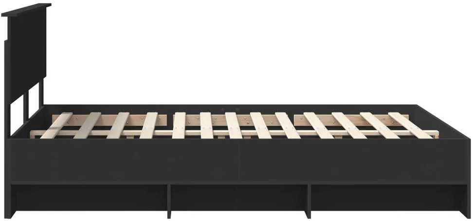 Lovos rėmas su galvūgalio Juoda 150 x 200 cm Apdirbta mediena