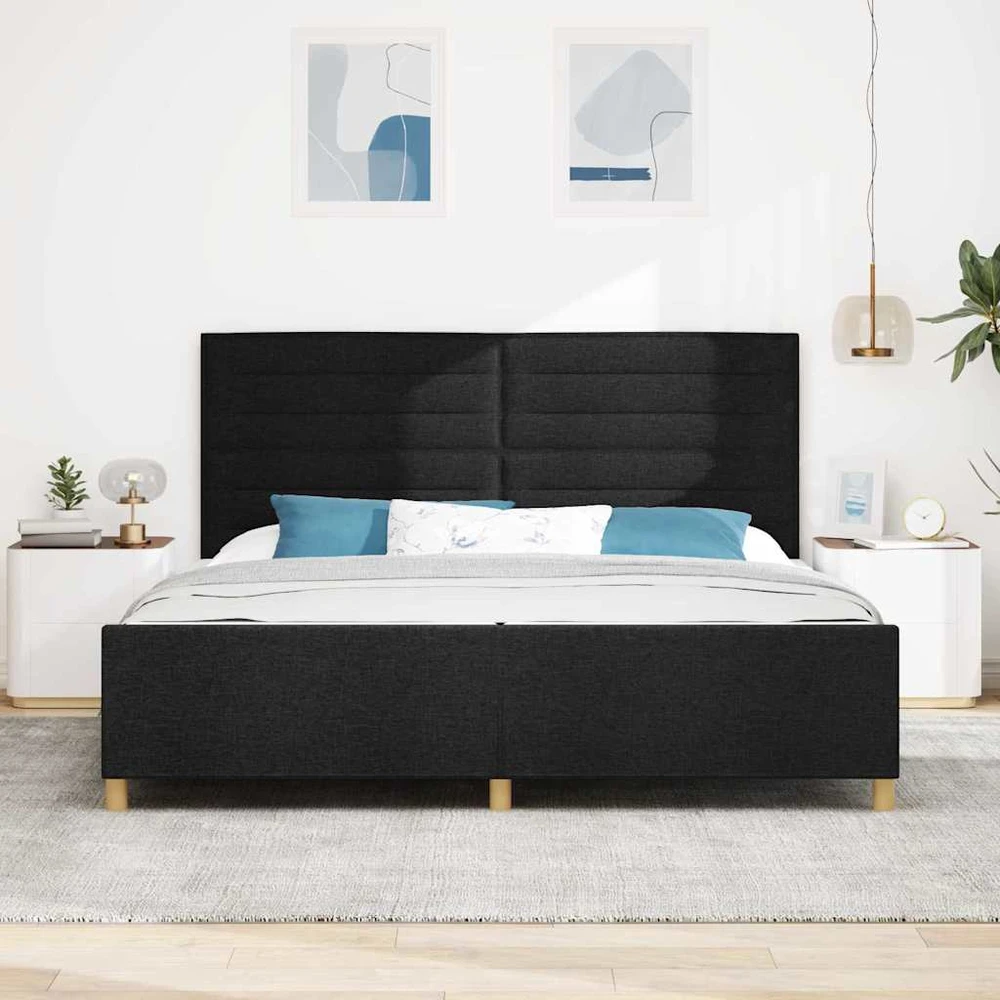 Lovos rėmas su galvūgalio Juoda 200 x 200 cm audinys