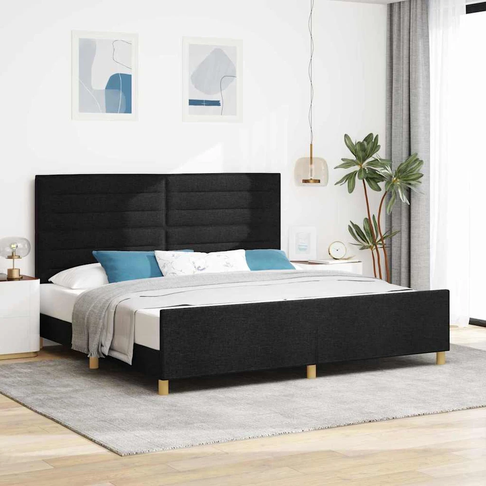 Lovos rėmas su galvūgalio Juoda 200 x 200 cm audinys