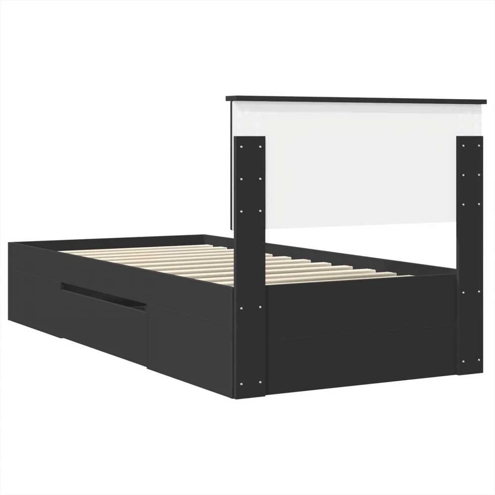 Lova Lovos rėmas su galvūgalio Juoda 80 x 200 cm Apdirbta mediena