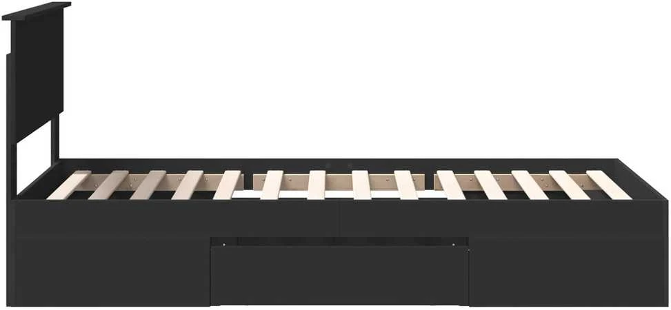 Lova Lovos rėmas su galvūgalio Juoda 80 x 200 cm Apdirbta mediena