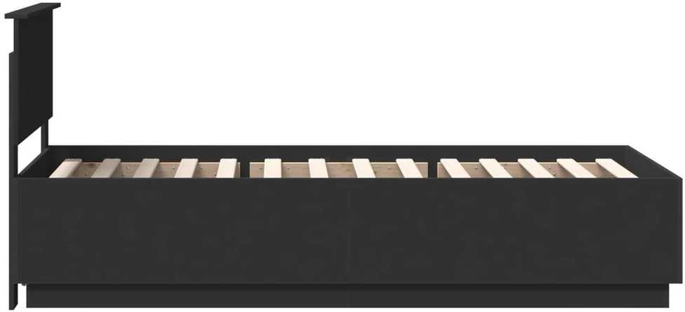 Lova Lovos rėmas su galvūgalio Juoda 90 x 200 cm Apdirbta mediena