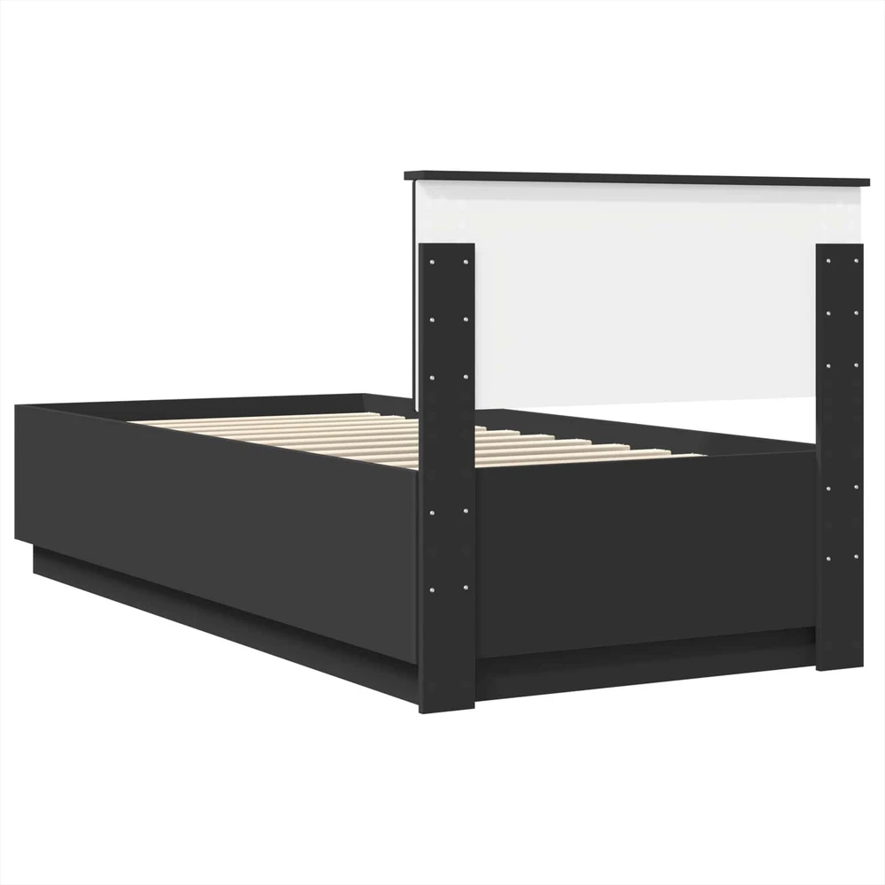 Lova Lovos rėmas su galvūgalio Juoda 90 x 200 cm Apdirbta mediena