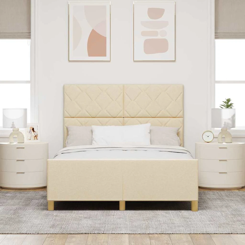 Lovos rėmas su galvūgalio Kreminė 160 x 200 cm audinys