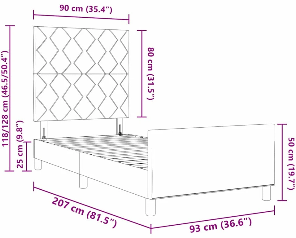 Lova Lovos rėmas su galvūgalio Mėlyna 90 x 200 cm audinys
