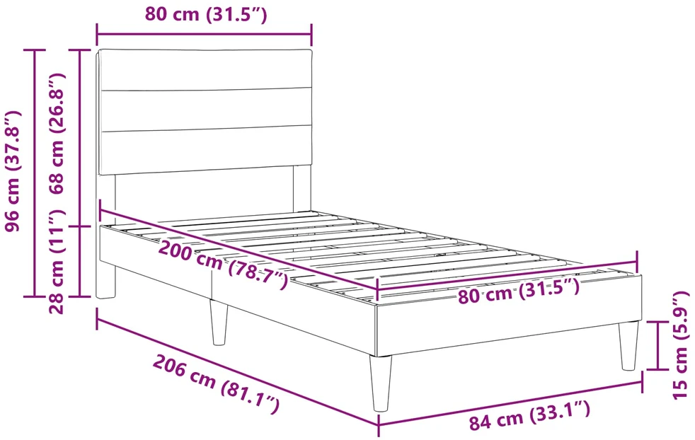 Lova Lovos rėmas su galvūgalio Šviesiai pilka 80 x 200 cm Audinys