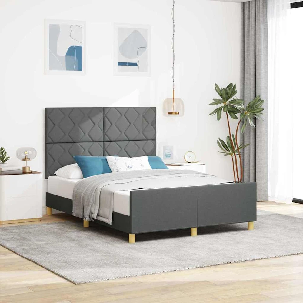 Lovos rėmas su galvūgalio Tamsiai pilka 160 x 200 cm audinys