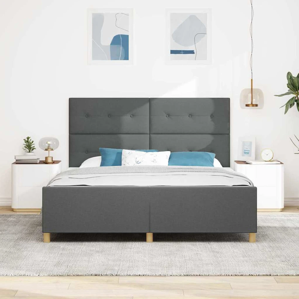 Lovos rėmas su galvūgalio Tamsiai pilka 180 x 200 cm audinys