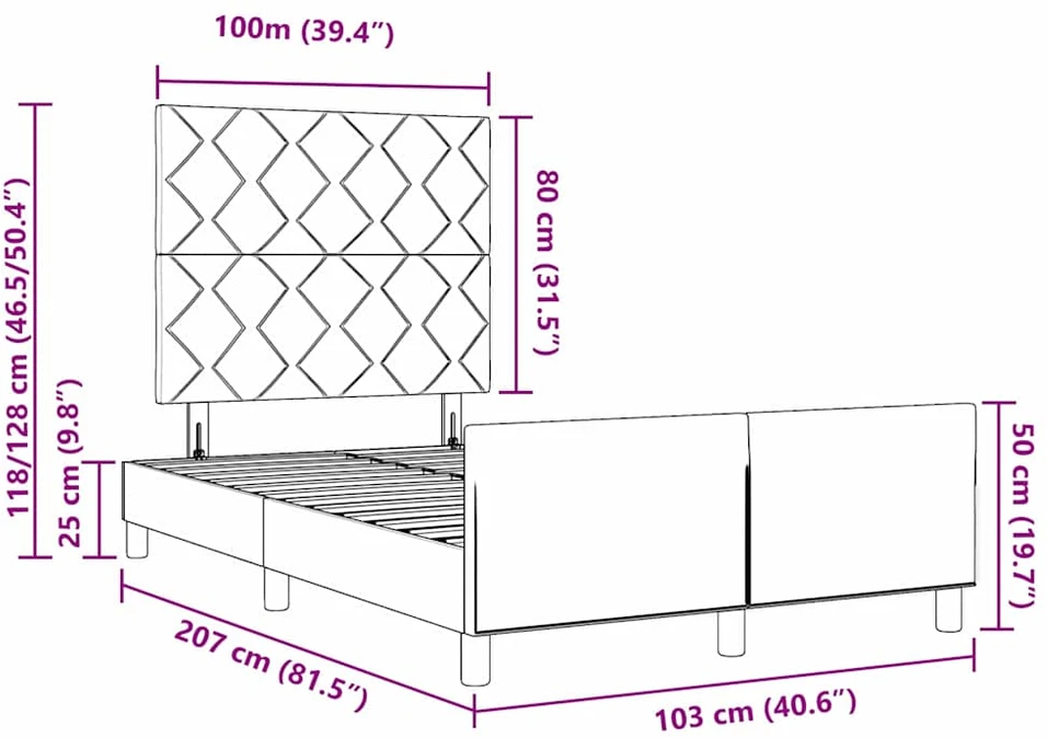 Lova Lovos rėmas su galvūgalio Tortora 100 x 200 cm audinys