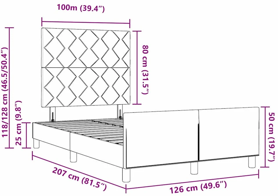 Lova Lovos rėmas su galvūgalio Tortora 120 x 200 cm audinys