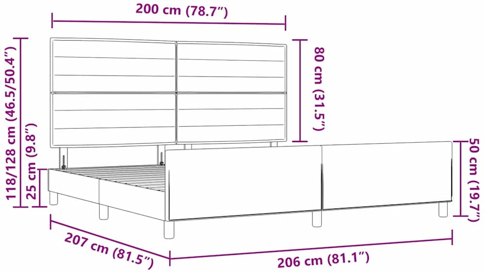 Lovos rėmas su galvūgalio Tortora 200 x 200 cm audinys