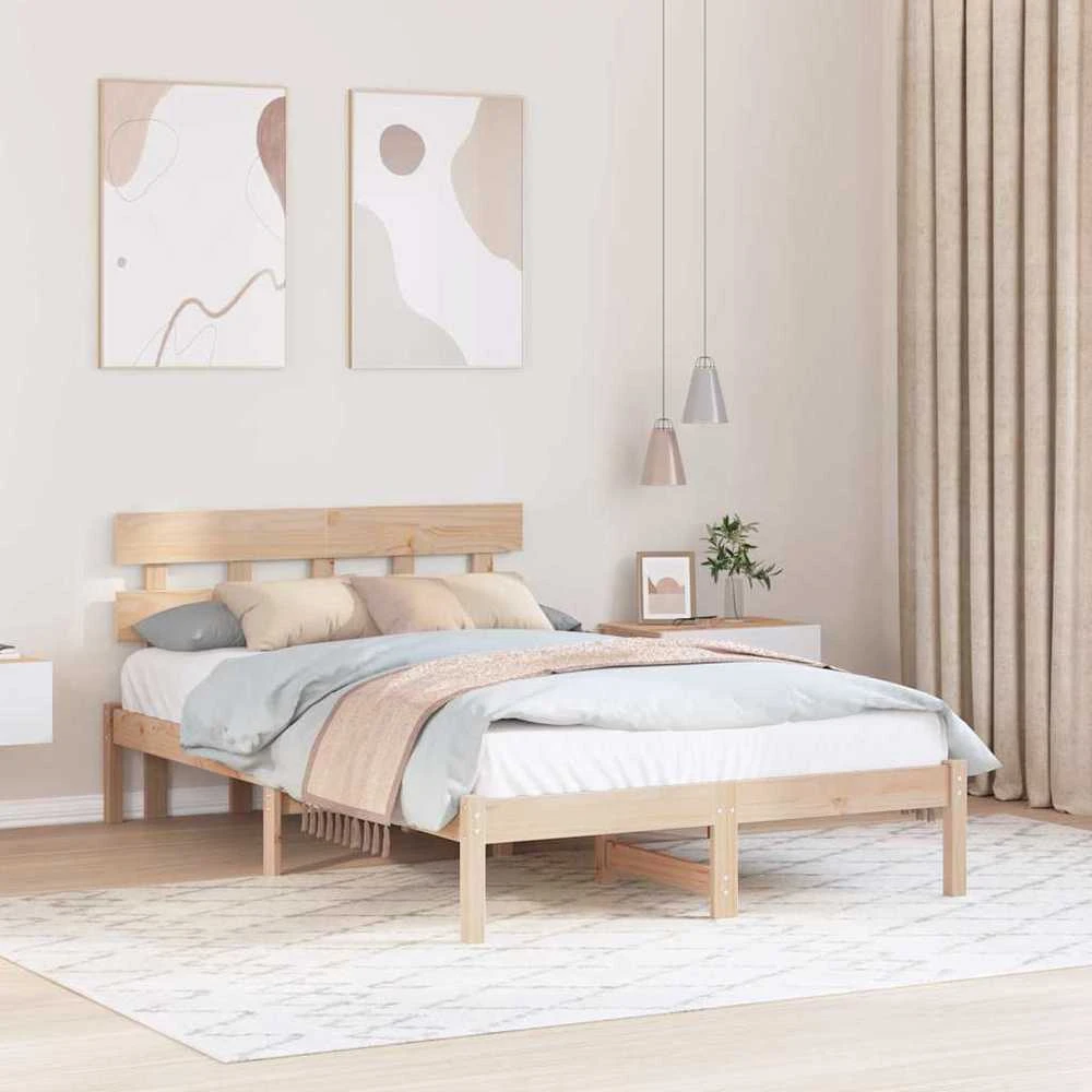 Lova Lovos rėmas Ruda 120 x 190 cm Pušies medienos masyvas