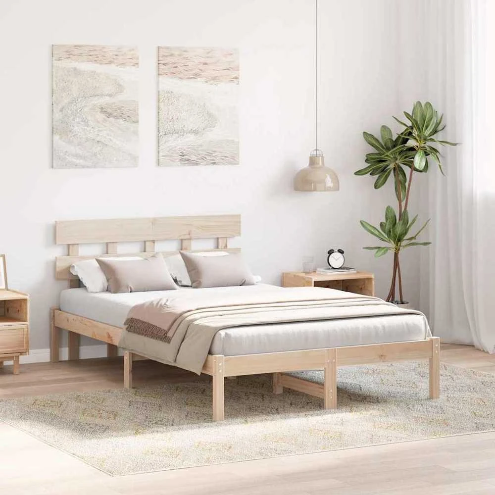 Lova Lovos rėmas Ruda 120 x 200 cm Pušies medienos masyvas