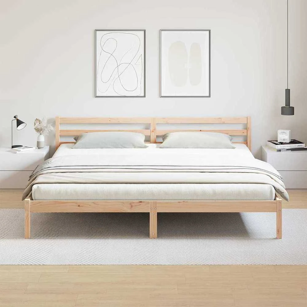 Lova Lovos rėmas Ruda 215,5 x 185,5 x 69,5 cm Kietas pušies medis