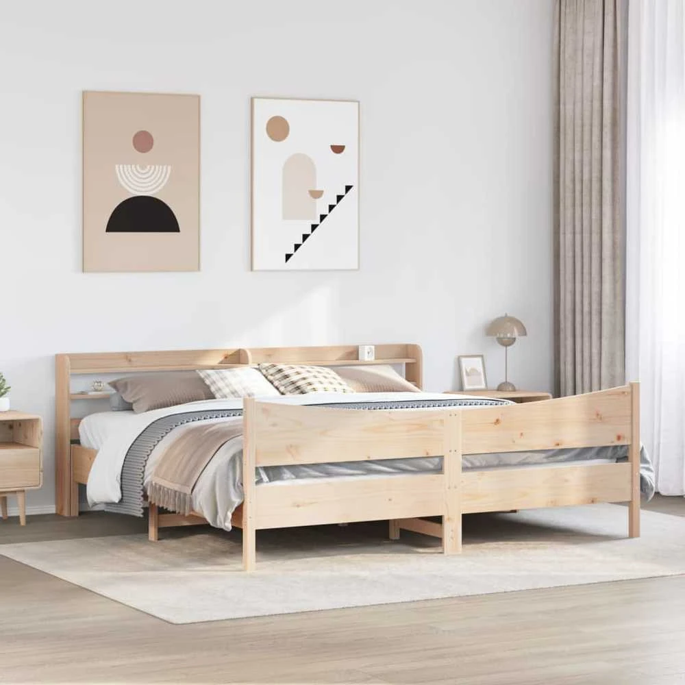 Lovos rėmas su galvūgaliu, 200x200cm, pušies medienos masyvas