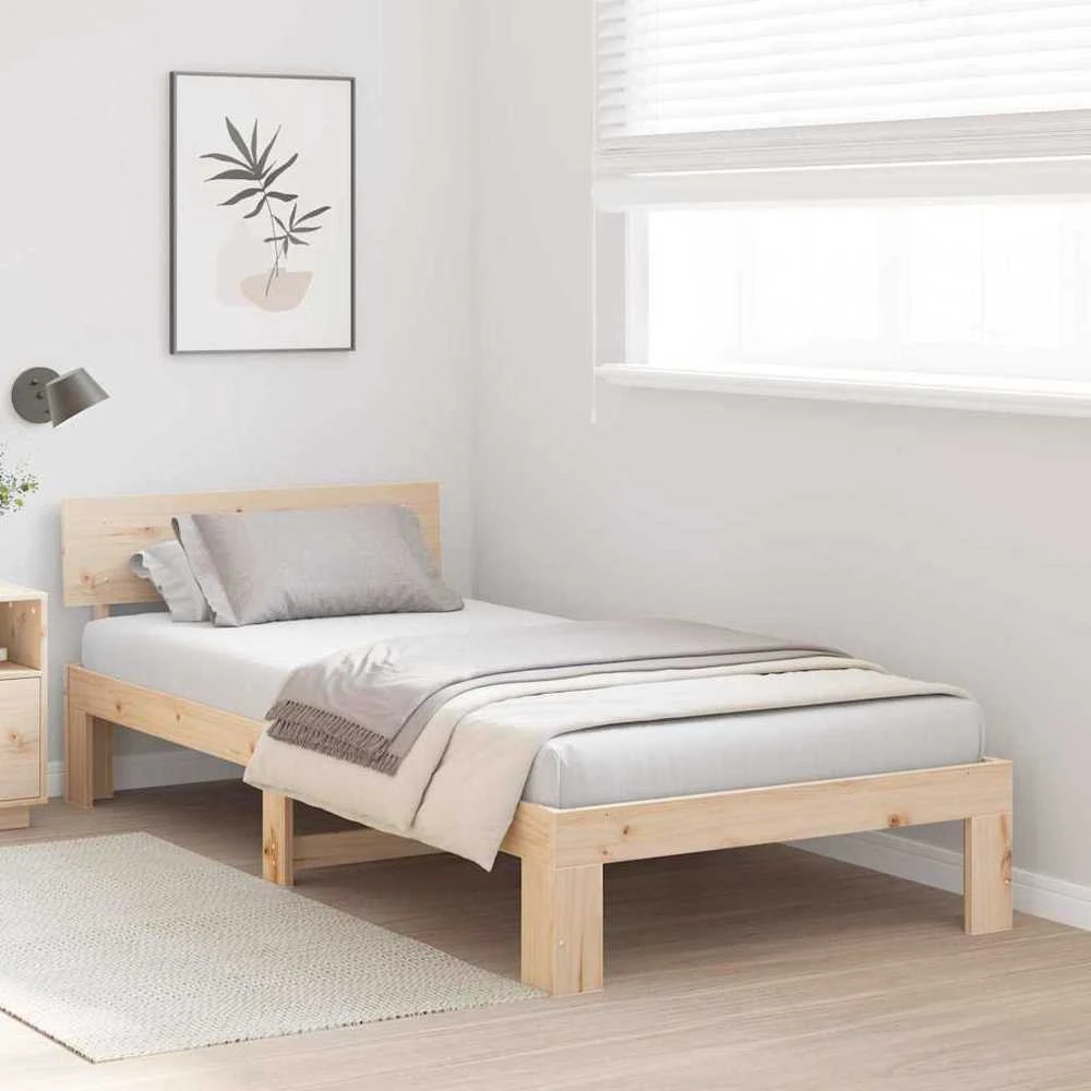 Lova Lovos rėmas Natūrali 90 x 200 cm Kietos pušies mediena