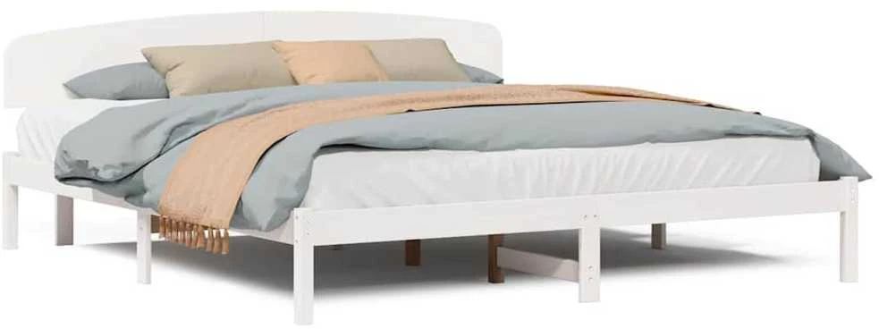 Lovos rėmas Balta 200 x 200 cm Kietos pušies mediena