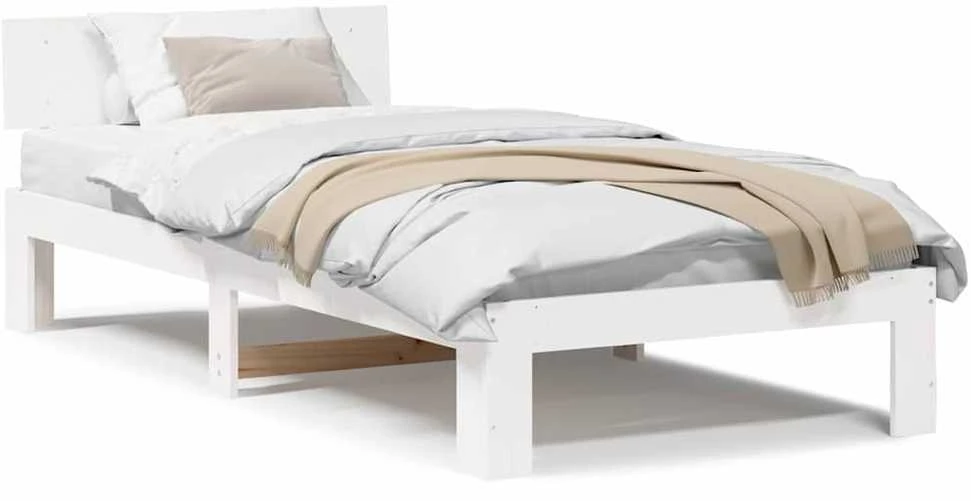 Lova Lovos rėmas Balta 75 x 190 cm Kietos pušies mediena