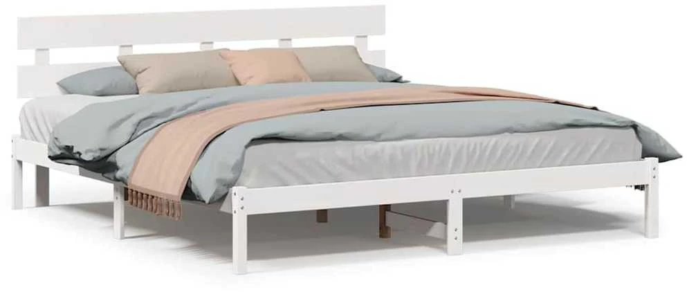 Lovos rėmas Balta 180 x 200 cm Pušies medienos masyvas