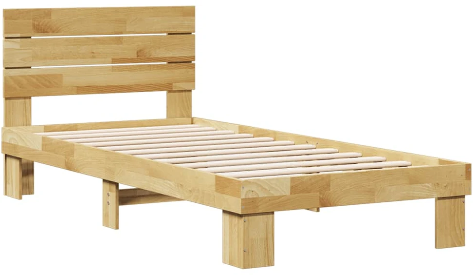 Lova lovos rėmas su galvūgaliu be čiužinio 75x190 cm ąžuolo masyvo