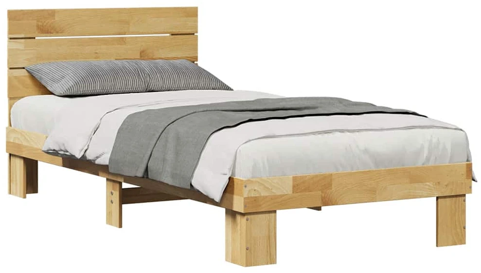 Lova lovos rėmas su galvūgaliu be čiužinio 75x190 cm ąžuolo masyvo