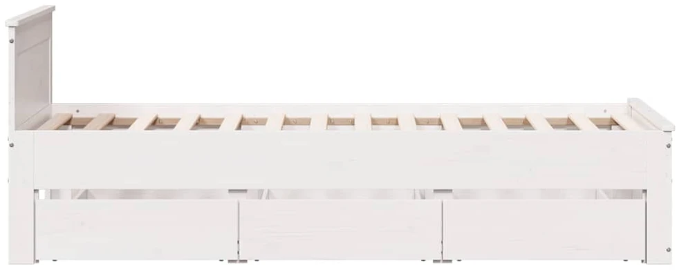 Lovos rėmas su galvūgaliu/be čiužinio, baltas, 75x190cm, pušis