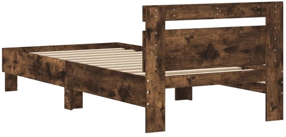 Lovos rėmas su galvūgaliu/be čiužinio, dūminio ąžuolo, 75x190cm