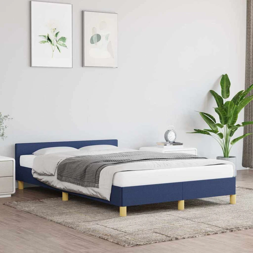 Lovos rėmas su galvūgaliu be čiužinio mėlynas 120x200cm audinys