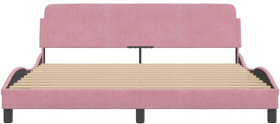 lovos rėmas su galvūgaliu be čiužinio rožinis 180x200cm aksomas