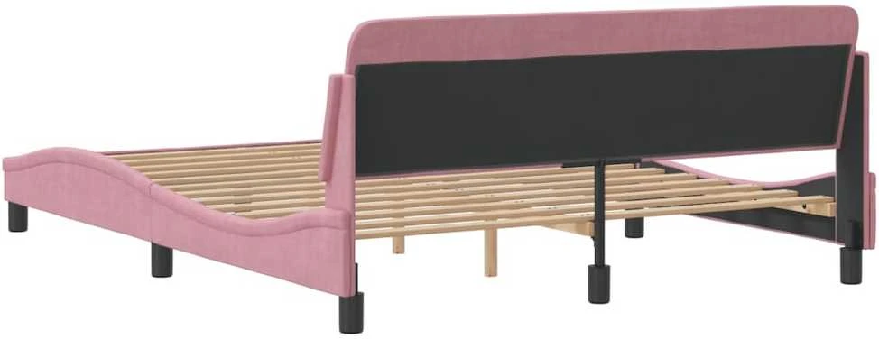 lovos rėmas su galvūgaliu be čiužinio rožinis 160x200cm aksomas