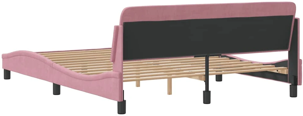lovos rėmas su galvūgaliu be čiužinio rožinis 160x200cm aksomas