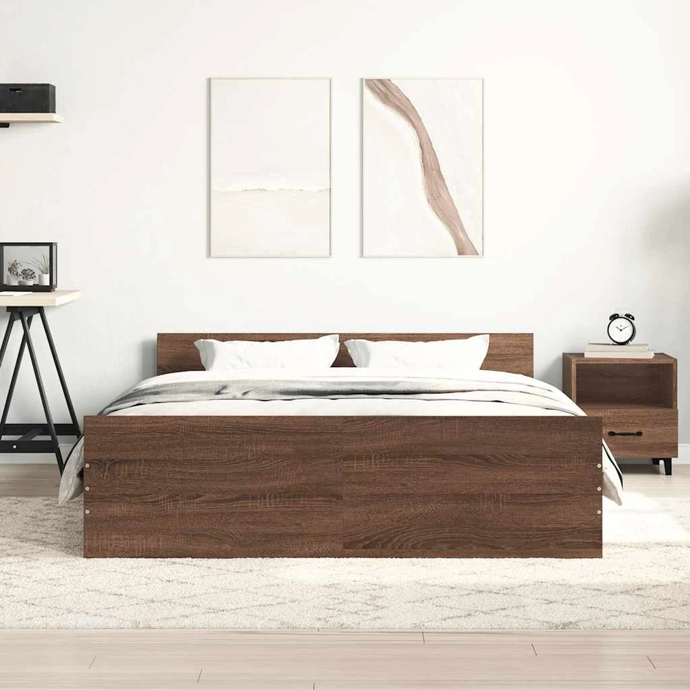 Lovos rėmas su galvūgaliu ir kojūgaliu, rudas, 150x200cm
