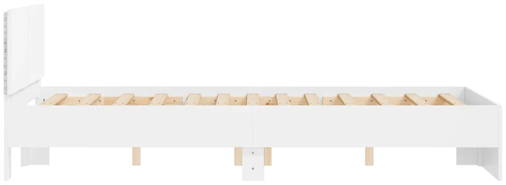 Lovos rėmas su galvūgaliu ir LED, baltos spalvos, 120x190cm