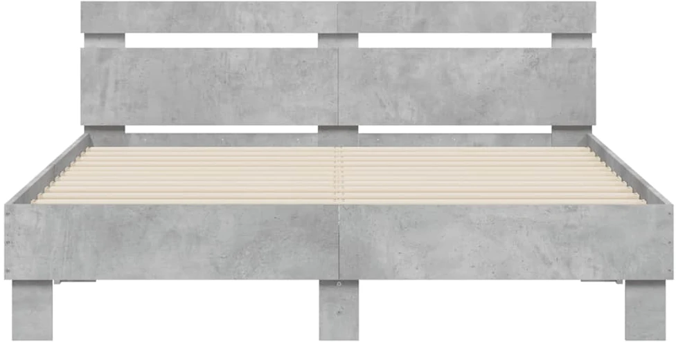 Lovos rėmas su galvūgaliu ir LED, betono pilkas, 140x200cm