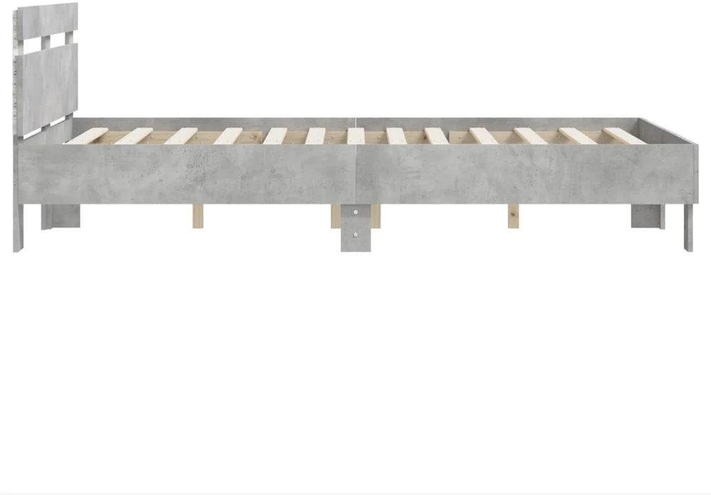 Lovos rėmas su galvūgaliu ir LED, betono pilkas, 120x190cm