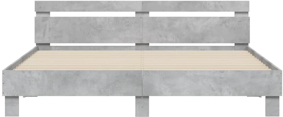 Lovos rėmas su galvūgaliu ir LED, betono pilkas, 200x200cm