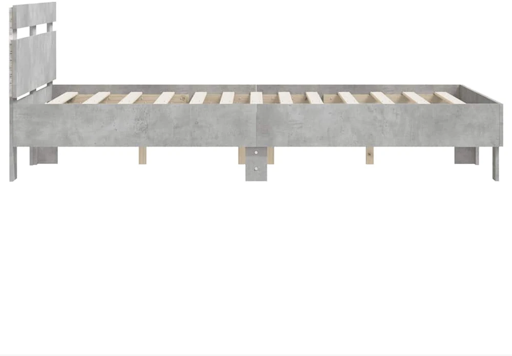 Lovos rėmas su galvūgaliu ir LED, betono pilkas, 120x200cm