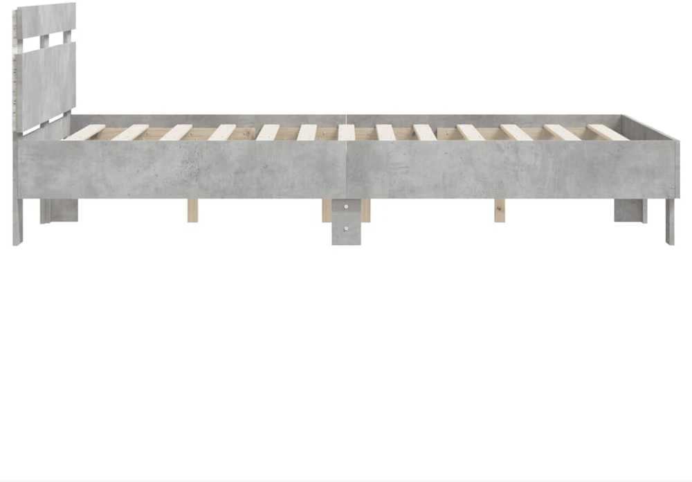 Lovos rėmas su galvūgaliu ir LED, betono pilkas, 120x200cm
