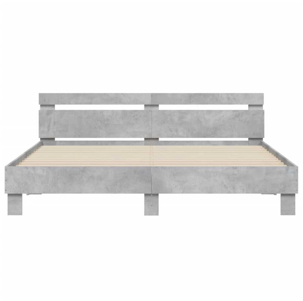 Lovos rėmas su galvūgaliu ir LED, betono pilkas, 160x200cm